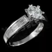 .925 Sterling Silver 18k White Gold Plated Emerald Channel CZ Women's Ring