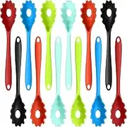 LOYIM 12 Pack Silicone Pasta Fork Kitchen Heat-Resistant Noodle Spoon Server Spaghetti Strainer Non Stick Kitchen Utensils for Cooking Silicone Spaghetti Fork Stirring, Serving Soup, Sauce 11.3 inch