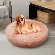 XL Pink Plush Pet Dog Bed Warm Comfortable Round Nest Non-Slip Base 100x100x20cm Pink XL:100x100x20cm