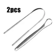 2 Pcs Stainless Steel Tongue Scraper - Bad Breath Removal Oral Care Tools