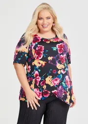 [Taking Shape] Taking Shape Floral Scoop Neck Top Size 16 in Multi - Plus Size Women's Tops & T Shirts Multi