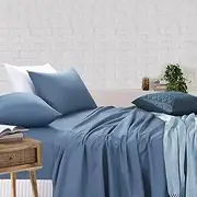 Amsons Bed Sheets - Cotton Rich Bedding & Linen - King Bed Sheets Set - Extra Deep Fitted Sheet & Flat Sheet & 2 Pillowcases - Marine (4PCs, King)