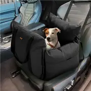 PaWz 3-in-1 Dog Car Booster Seat Portable Travel Bed Carrier w/ 2-in-1 Leash Machine Washable Side Pocket Black