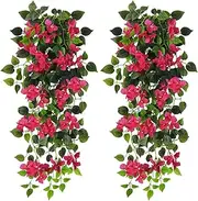 Artificial Hanging Flowers Bougainvillea, UV Resistant Fake Plastic Faux Flower Fabric Vine for Indoor Outdoor Garden Porch Eave Wedding Wall Décor