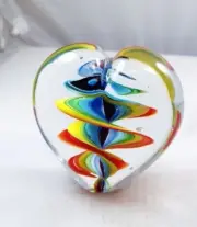 M Design Art Blown Glass Rainbow Millefiori Paperweight PP-0129