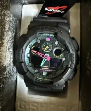 NiB Casio G-Shock Analog Digital 80’s Retro Date Dial Black Watch Hot GA100MF-1A