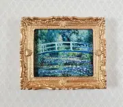 Dollhouse Claude Monet Water Lilies Under Bridge Framed Print 1:12 Handmade