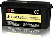 [SaiJiaoYang] 24V 100Ah LifePO4 Battery, Build-in BMS 10000 Deep Cycle Grade A Rechargeable Lithium Battery with LCD Perfect for Off-Grid, RV, Solar System, Boat,Camper, Travel Trailer