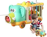 Pull Along Car Toy - Colorful Early Learning Pull Toys | Portable Fine Motor Skill Learning Game, Road Trip Activities for Boys, Girls