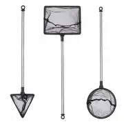 Aquarium Fish Nets With Telescopic Handle & Rectangle Frame Nylon Tank Scoop NEW