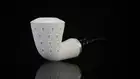 Lattice Design Rhodesian Pipe Reverse Calabash Block Meerschaum-NEW W CASE#557