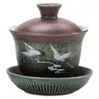 JA-Style Kiln Becomes Colorful Sancai Creative Crane Ceramic Kung Fu Tea Set