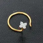 0.06 Ct Natural Diamond Piercing Nose Pin Stud For Women's 14K Yellow Gold