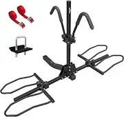 [PINGDIR] 2" Hitch Mount Bike Rack, 2 Bike Folding Tiltable Platform Style Carrier 150lbs for Standard, Fat Tire, and Electric Bicycles with Hitch stabilizer,Trailer Hitch Lock, 2 Ratchet Straps