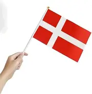 6PCS 21x14cm DENMARK SMALL HAND WAVING FLAG Danish Flags Crafts Table Display