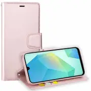 For Samsung Galaxy A16 5G Hanman Wallet Case Flip Leather Card Slots Magnetic Stand Cover (Rose Gold)