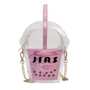 Clear PVC Women Shoulder Crossbody Bags Coffee Cup Small Purse Chain Messenger Handbag Laser Satchel