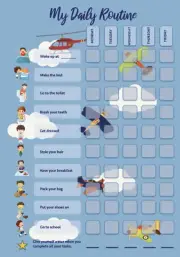 Daily routine boy behaviour task reward chart + stickers + marker