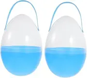 ULDIGI 2 PC Fillable Easter Eggs Jumbo Eggs with Handles Plastic Easter Large Eggs Stand Easter Egg Containers Egg Shaped Buckets for Easter Hunt Decoration Sky-Blue