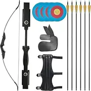 TOPARCHERY 20-40LBS 57" Recurve Bow Set, Double Arrow Rest, Left & Right-Handed, Beginner Adult Archery Practice Hunting Target Training