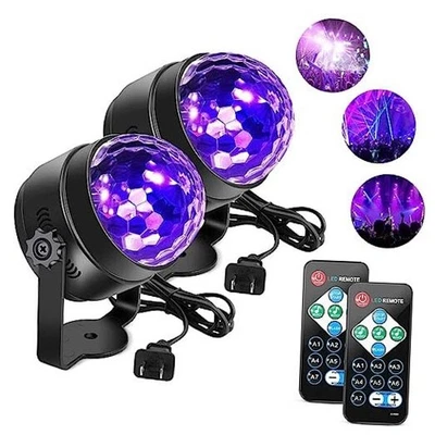 UV Black Lights for Glow Party, 6W Disco Ball LED Party Lights 2-Pack(uv light)