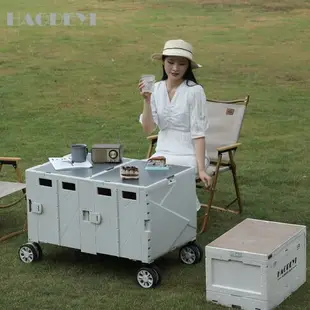 戶外露營車小推車輕便折疊拉桿箱桌板郊游野營四輪野餐手拉車可坐