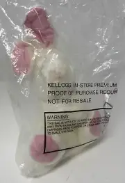 Kelloggs Premium White Rabbit Plush Bunny 7" Pink Ears Feet Stuffed Animal Toy