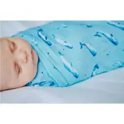 Organic Cotton Muslin Swaddle - Watercolour Whales Aquatic Blue