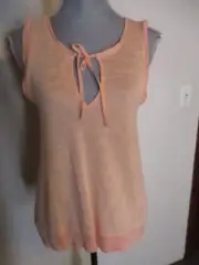 NWT Sanctuary Clara Split Tie V-Neck Knit Tank Top in Peach S
