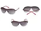 NEW GUESS BLACK+RED RIMLESS AVIATOR,METAL ARMS,100% UVA,UVB,GRADIENT SUNGLASSES