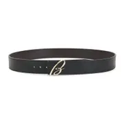 [Brioni] Brioni-Black And Brown B Logo Reversible Leather Belt-Uomo 100 CM