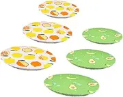 MAGICLULU 6Pcs Elastic Washable Bowl Covers Stretch Fabric Food Storage Covers for Leftovers Fruits Salads Reusable and Convenient Kitchen Lemon Avocado Prints
