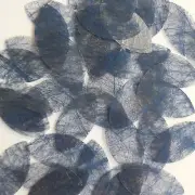 Navette Leaf Sequin 1.5" Navy Blue Silky Fiber Strand Fabric Couture Paillettes