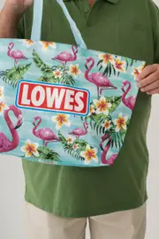 Lowes Reusable Tote Bag With Flamingo Print