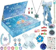 Advent Calendar 2025 Girls, Christmas Beauty Box, 33 Pieces DIY Girl Hair Accessories, Makeup Gift with Hair Clip, Necklace, Earrings, Bracelets, Hair Comb, Nail, Cardboard Princess Cosplay Hair