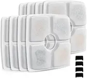 Comsmart Pet Fountain Filter Set, 8 Pack 3 Triple Filtration System Replacement Cat Water Fountain Filters & 4 Pre-Filter Sponges for 84oz/2.5L Automatic Pet Fountain Cat Water Fountain