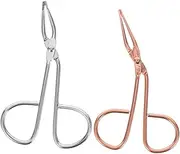 GANAZONO 2pcs Stainless Steel Scissor Handle Tweezers for Eyebrow Grooming Eyelash Application Beauty Accessories for Precision Shaping Curling