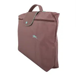 LONGCHAMP Le pliage 系列綠繡馬logo 可摺疊公事包(沙粉色)M號