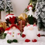 2 Pack Christmas Rudolf Antlers Doll Ornament Faceless Doll Holiday Decoration