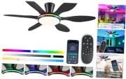 Ceiling Fans with Lights, Flush Mount Ceiling Fan Led Lights Quiet DC