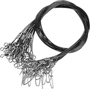 uxcell Fishing Wire Leaders 20", 20 Pack 200lb High Strength Carbon Steel Nylon Coated Fishing Line with Swivel Snap for Saltwater Freshwater, Black