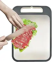 Double-Sided Chopping Board, Meat Chopping Board, Stainless Steel Chopping Board for Vegetables and Meat, Garlic Grinding Zone Design, Food Preparation Board for Pizza, Fruit, Bread