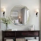 Beveled Gold Rim Accent Vanity Mirror Large Silver Wall Mirror 80x80cm Home Deco