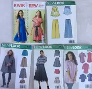 Lot of 5 Sewing Patterns- 1 KWIK SEW & 4 NEW LOOK for Misses' Outfits