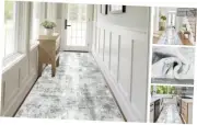 Abstract Washable Runner Rug, 2.6x8 Grey Non-Slip Hallway Runner Rug, Modern