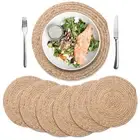 Round Placemats Set of 6, 13.8" Woven Placemats, Rattan Placemats for Dining ...