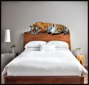 LAZY TIGER - Wall Decal / Removable and Reusable / Wild Animal Zoo Decor