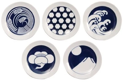 Made in Japan Five Assortment Season Pattern Kihara Komon Bean Plate