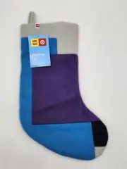 LEGO 2021 Color Block Christmas Stocking Gray Blue Purple New With Tags