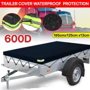 Black 600D 6x4ft Heavy Duty PVC Travel Trailer Tent Covers Waterproof Protector